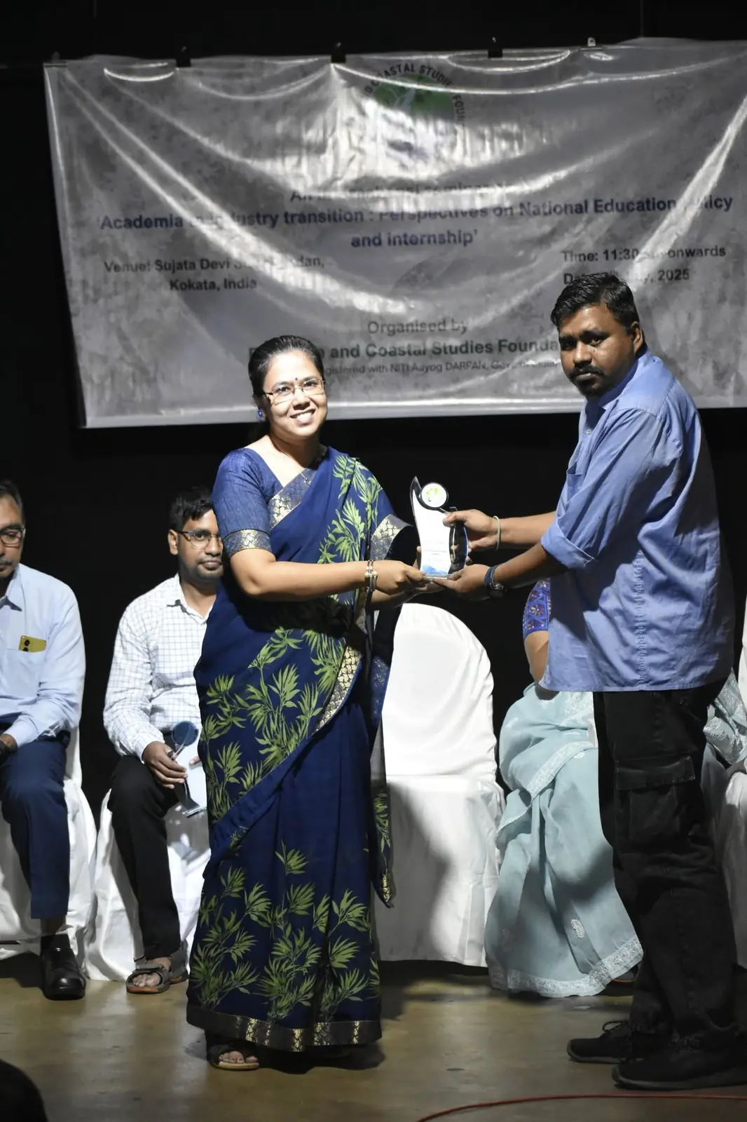 Receiving recognition at a professional event