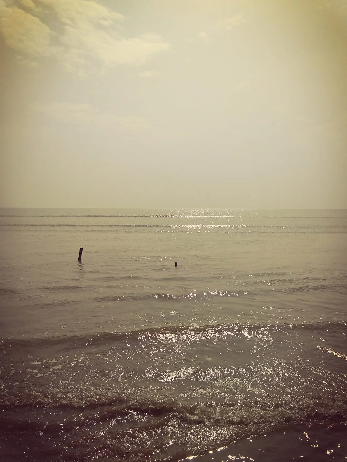 Sunlight over a calm coastal horizon